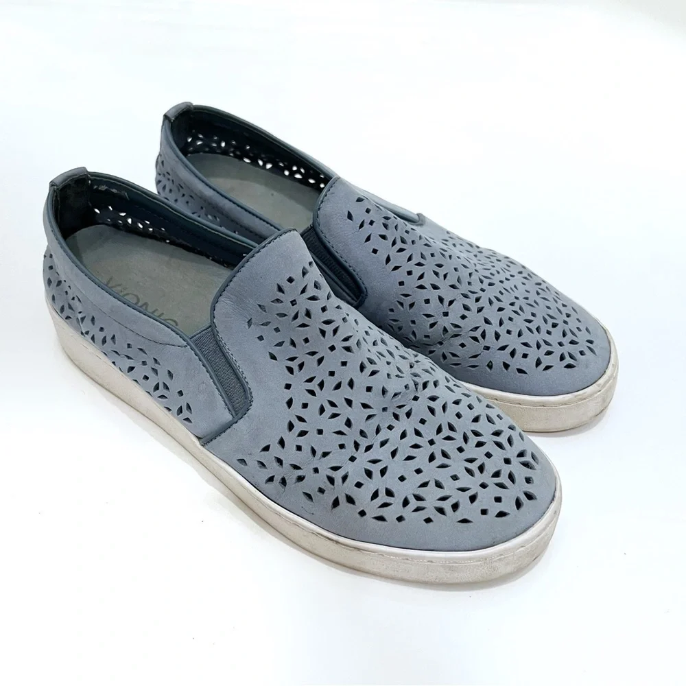 Vionic Splendid Midi Perf Suede Slip-On Blue Size 7